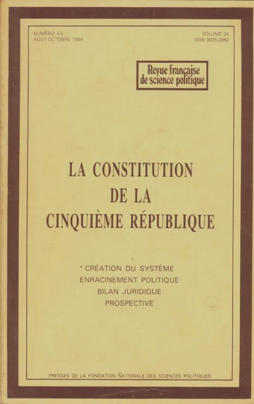 Livrenpoche : Revue française de science politique n°4-5 volume 34 - Collectif - Livre