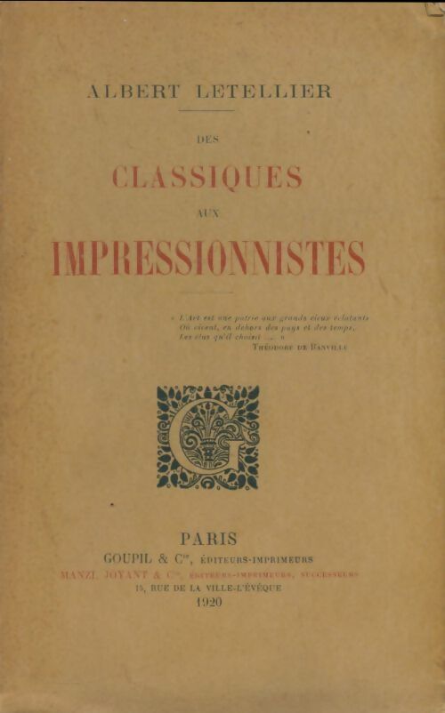 Livrenpoche : Des classiques aux impressionnistes - Albert Letellier - Livre