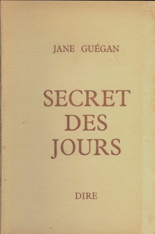 Livrenpoche : Secret des jours - Jane Guégan - Livre