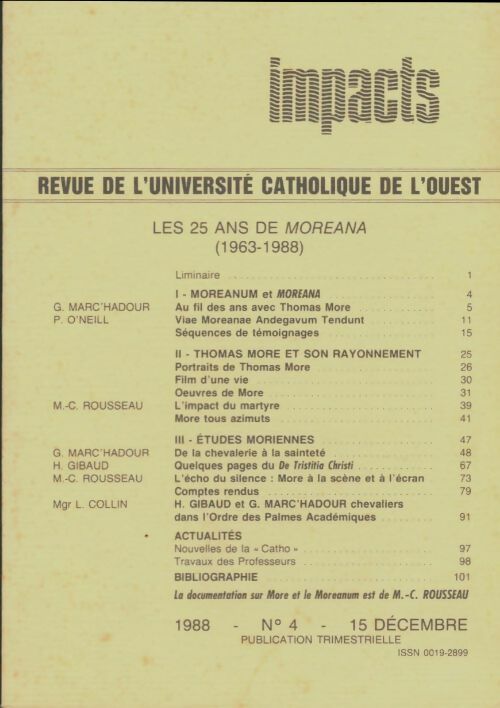 Livrenpoche : Impact 1988 n°4 - Collectif - Livre