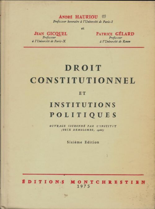 Livrenpoche : Droit constitutionnel et institutions politiques - André Hauriou - Livre