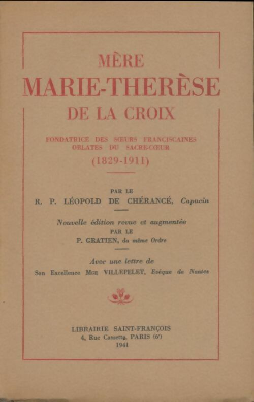 Mère Marie-Thérèse de la Croix - Leopold De Chérancé -  Librairie Saint-François - Livre