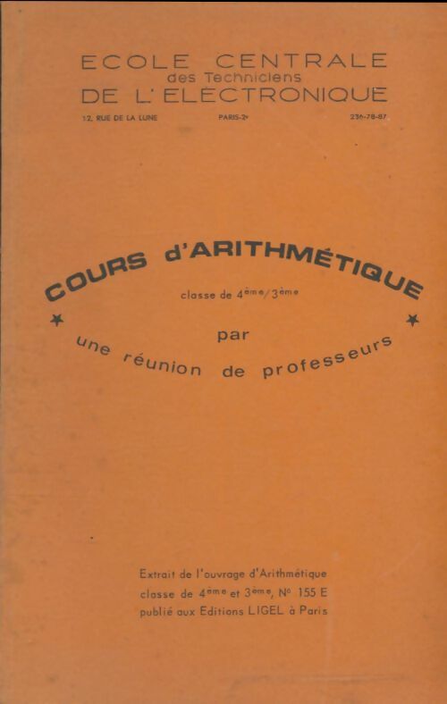 Cours d'arithmétique 4e, 3e - Collectif -  Ligel GF - Livre