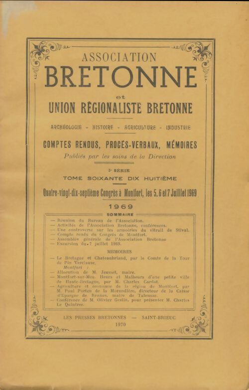Livrenpoche : Association bretonne et union régionaliste bretonne 1969 - Collectif - Livre