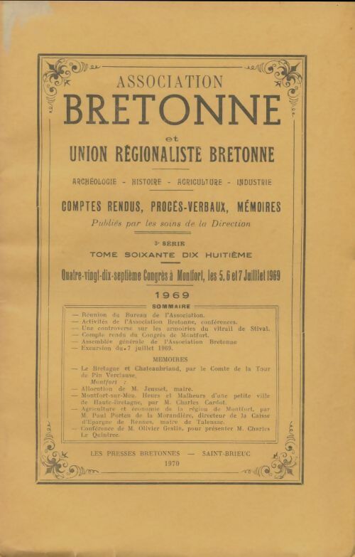 Association bretonne et union régionaliste bretonne 1969 - Collectif -  Association bretonne GF - Livre