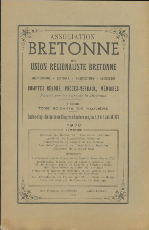 Livrenpoche : Association bretonne et union régionaliste bretonne 1970 - Collectif - Livre