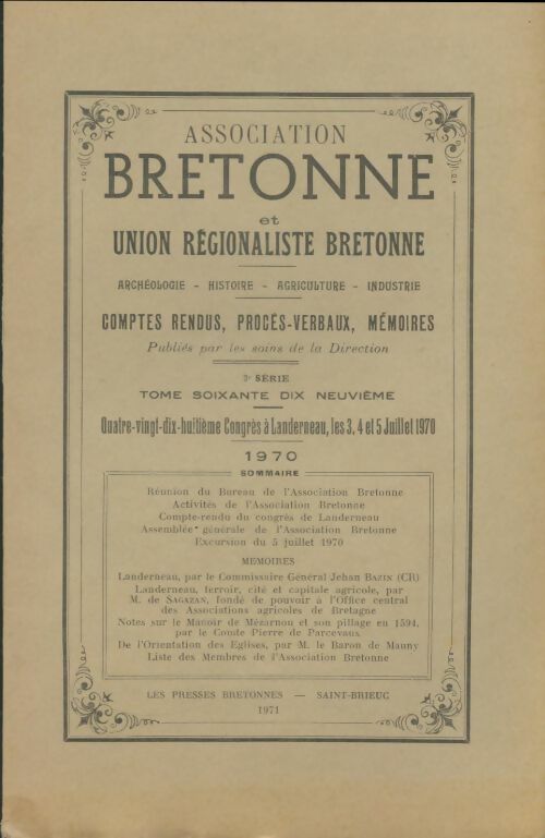 Association bretonne et union régionaliste bretonne 1970 - Collectif -  Association bretonne GF - Livre