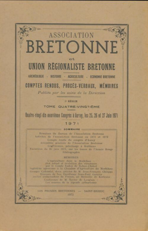 Livrenpoche : Association bretonne et union régionaliste bretonne 1971 - Collectif - Livre