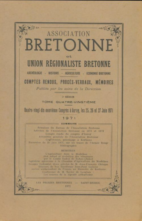 Association bretonne et union régionaliste bretonne 1971 - Collectif -  Association bretonne GF - Livre