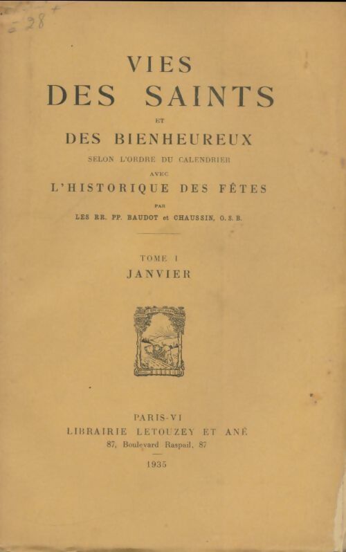 Livrenpoche : Vies des saints et des bienheureux Tome I - Collectif - Livre