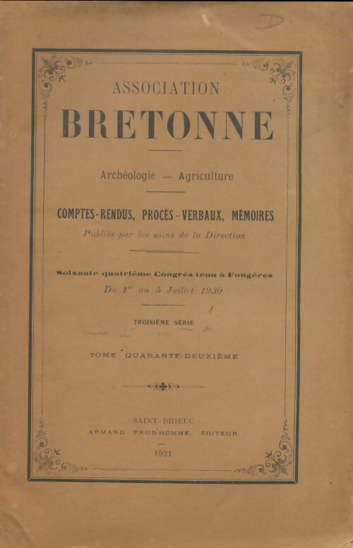 Association bretonne 3e série Tome XXXXII - Collectif -  Association bretonne GF - Livre
