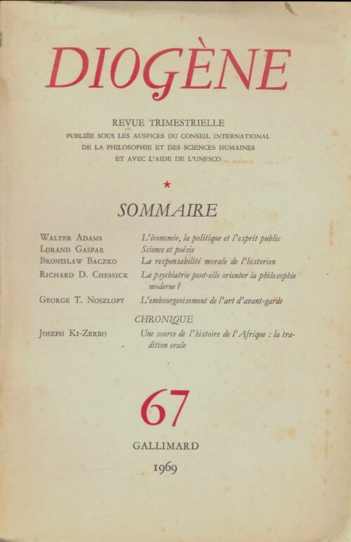 Livrenpoche : Diogène n°67 - Collectif - Livre