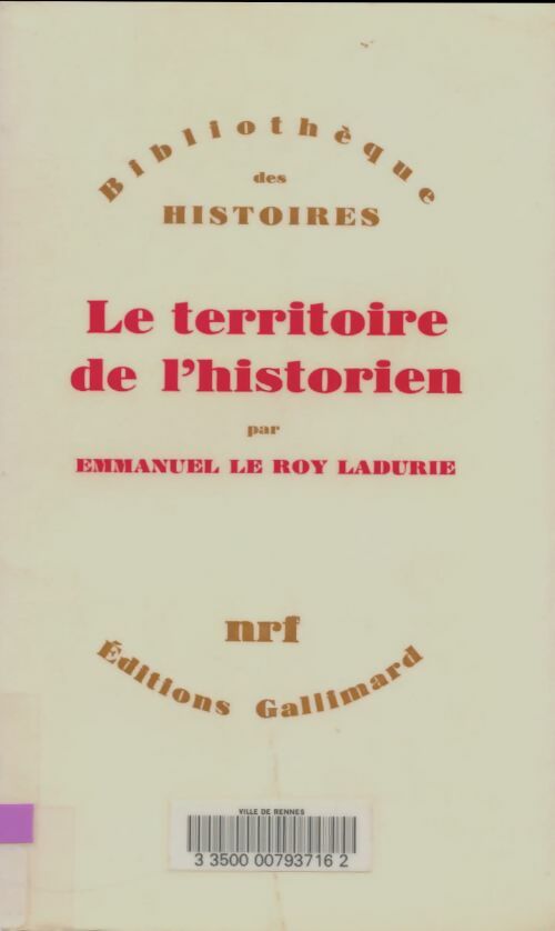 Livrenpoche : Le territoire de l'historien - Emmanuel Le Roy Ladurie - Livre
