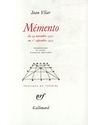 Livrenpoche : Mémento - Jean Vilar - Livre