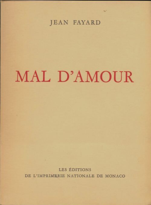 Livrenpoche : Mal d'amour - Jean Fayard - Livre