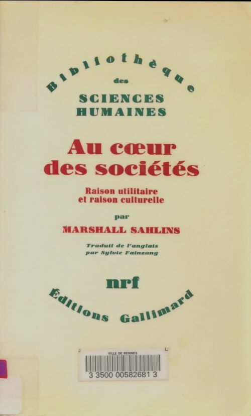 Livrenpoche : Au coeur des sociétés - Marshall Sahlins - Livre