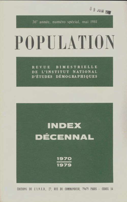 Livrenpoche : Population 36e année n°spécial - Collectif - Livre