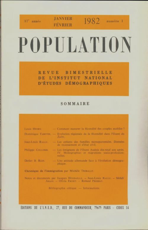 Livrenpoche : Population 37e année n°1 - Collectif - Livre