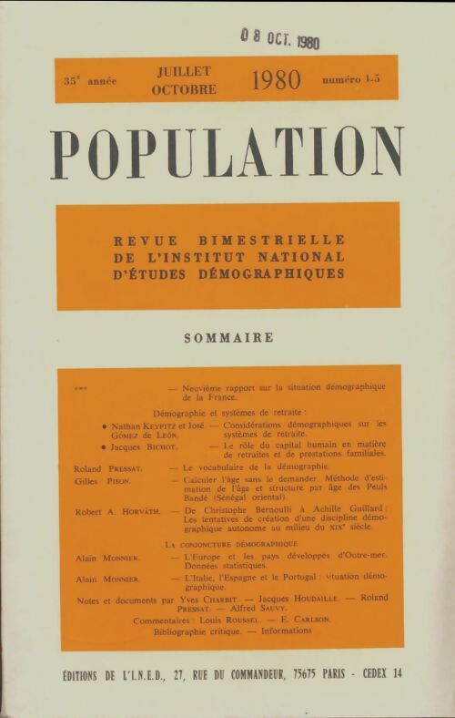 Livrenpoche : Population 35e année n°4-5 - Collectif - Livre