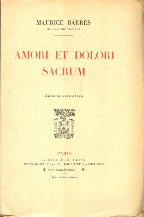 Livrenpoche : Amori et dolori sacrum - Maurice Barrès - Livre
