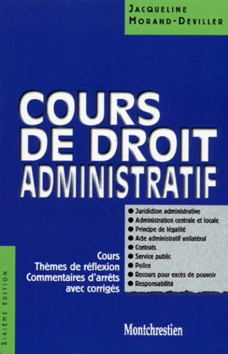 Livrenpoche : Cours de droit administratif - Jacqueline Morand-Deviller - Livre
