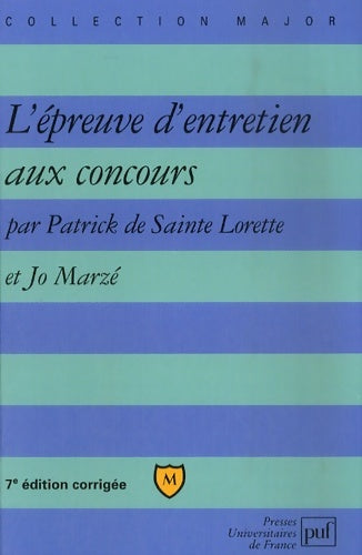 Livrenpoche : L'épreuve d'entretien aux concours - Patrick De Sainte Lorette - Livre