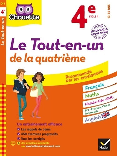 Livrenpoche : Chouette Le Tout en un 4e : Cahier d'entraînement et de révision dans toutes les matières - Sandrine Aussourd - Livre