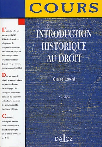 Livrenpoche : Introduction historique au droit - Claire Lovisi - Livre