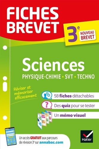 Livrenpoche : Fiches brevet Sciences 3e : Physique-Chimie SVT Technologie - Brevet 2023: fiches de révision & quiz - Pascale Bihouée - Livre