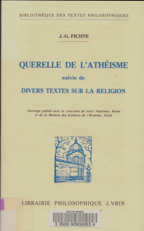 Livrenpoche : La querelle de l'athéisme - J.-G. Fichte - Livre
