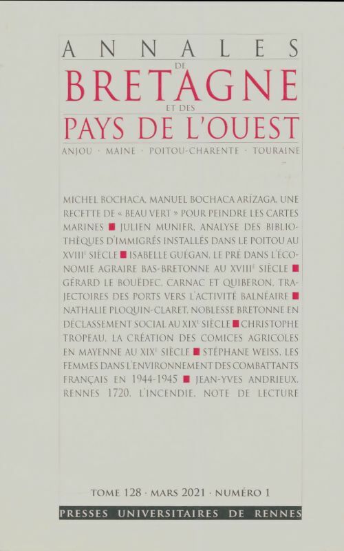 Livrenpoche : Annales de Bretagne et des pays de l'Ouest n°128 - Collectif - Livre