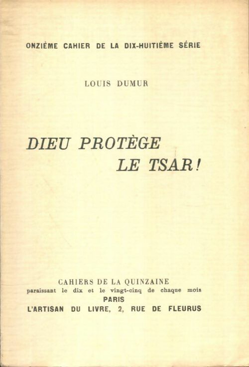 Livrenpoche : Dieu protège le tsar! - Louis Dumur - Livre