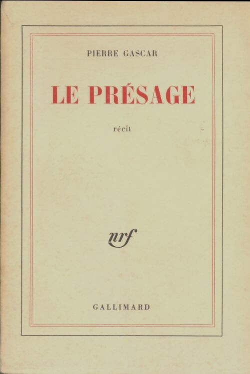 Livrenpoche : Le présage - Pierre Gascar - Livre
