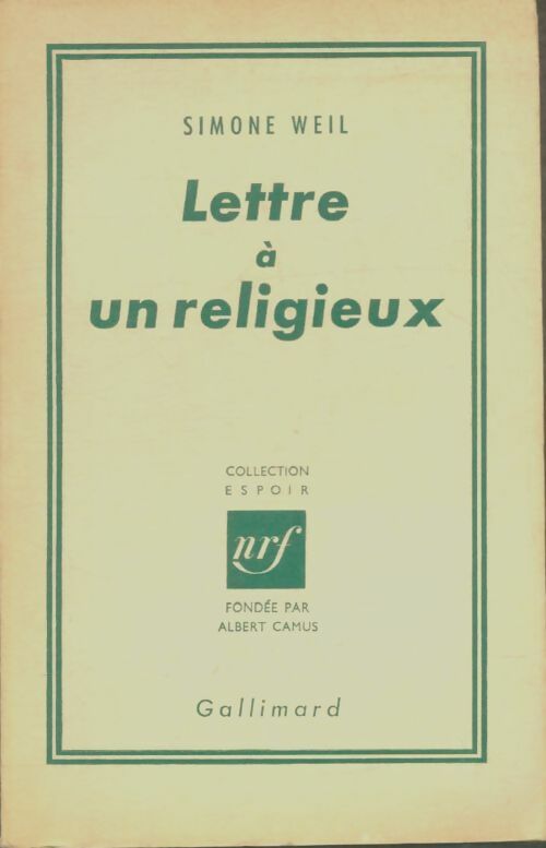 Livrenpoche : Lettre à un religieux - Simone Weil - Livre