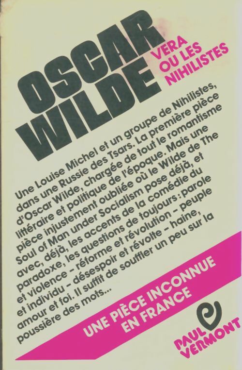 Livrenpoche : Vera ou les nihilistes - Oscar Wilde - Livre