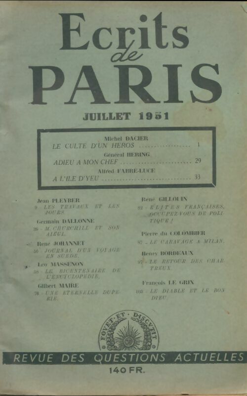 Livrenpoche : Ecrits de Paris n°81 - Collectif - Livre