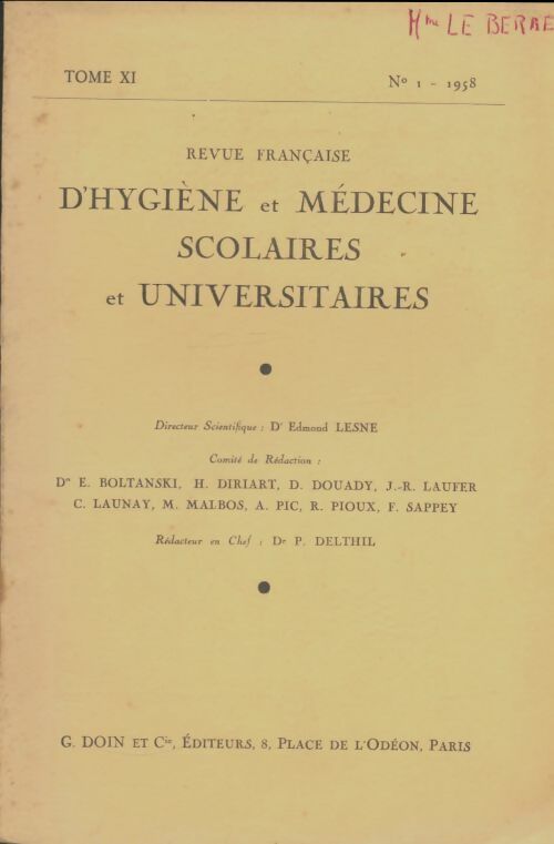 Livrenpoche : Revue d'hygiène et médecine scolaires et universitaires Tome XI n°1 - Collectif - Livre