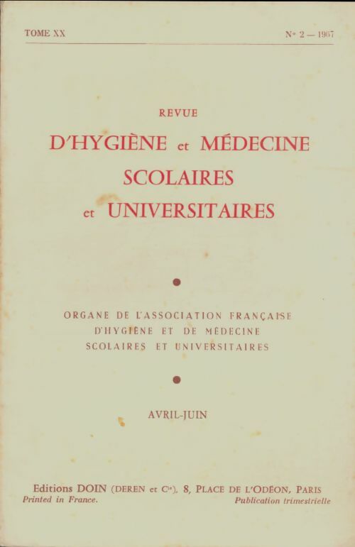 Livrenpoche : Revue d'hygiène et médecine scolaires et universitaires Tome XX n°2 - Collectif - Livre