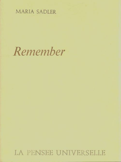Livrenpoche : Remember - Maria Sadler - Livre