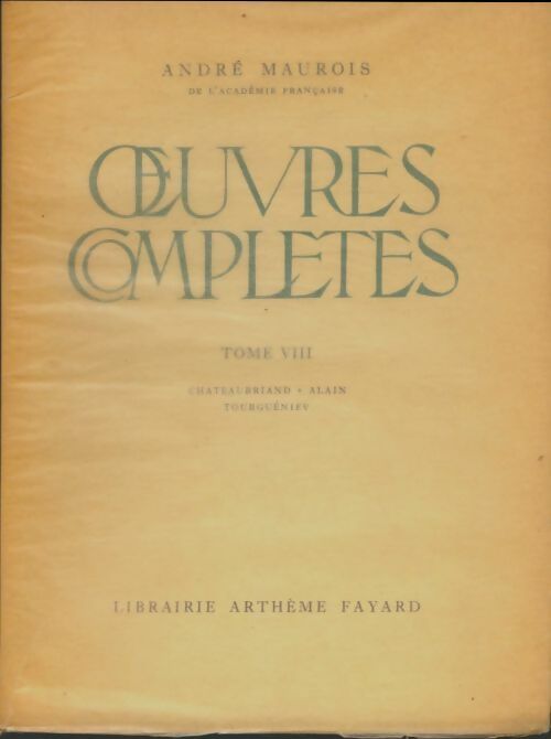 Livrenpoche : Oeuvres complètes Tome VIII - André Maurois - Livre