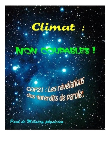 Livrenpoche : Climat : Non coupables !: COP21 : les révélations des interdits de parole - Paul De Métairy - Livre