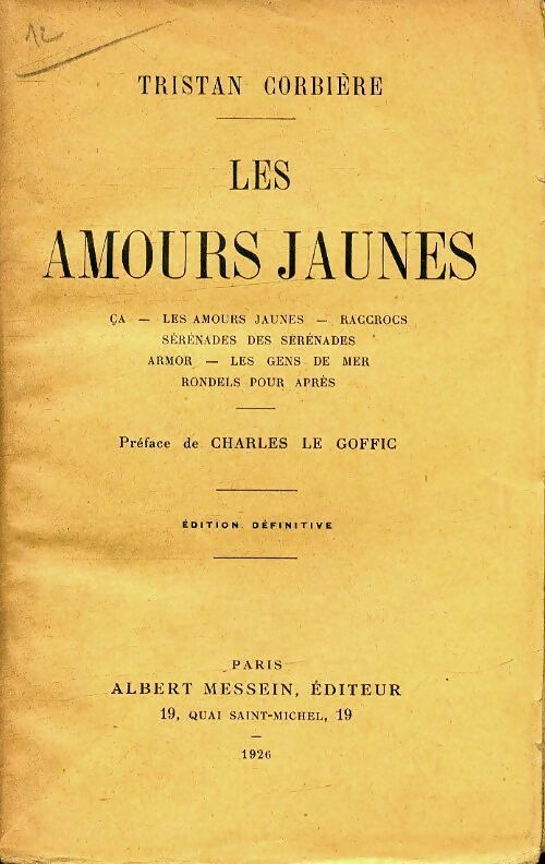 Livrenpoche : Les amours jaunes - Tristan Corbière - Livre