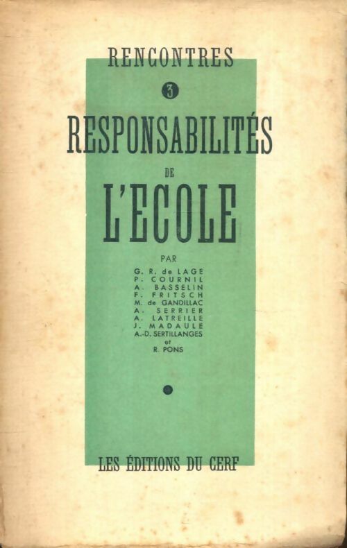 Livrenpoche : Responsabilités de l'école - Collectif, COURNIL LAGE - Livre