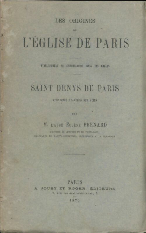 Livrenpoche : Les origines de l'église de Paris - Eugène Bernard - Livre