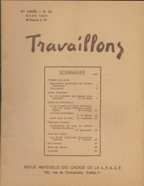 Livrenpoche : Travaillons n°451 - Collectif - Livre