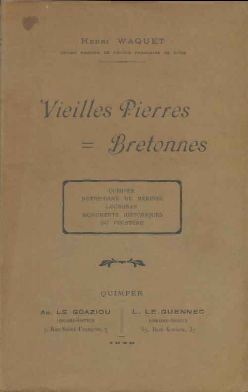 Livrenpoche : Vieilles pierres bretonnes - Henri Waquet - Livre