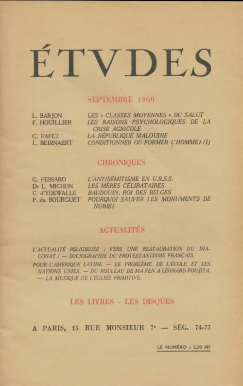 Livrenpoche : Etudes n°306-9 - Collectif - Livre