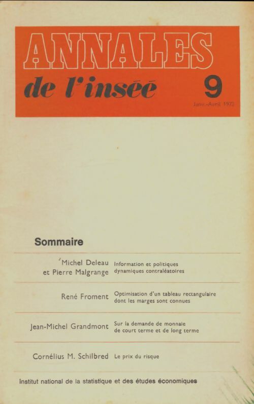 Livrenpoche : Annales de l'inséé n°9 - Collectif - Livre