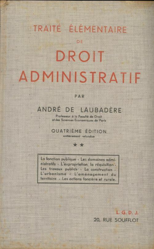 Livrenpoche : Traité élémentaire de droit administratif Tome II - André De Laubadère - Livre