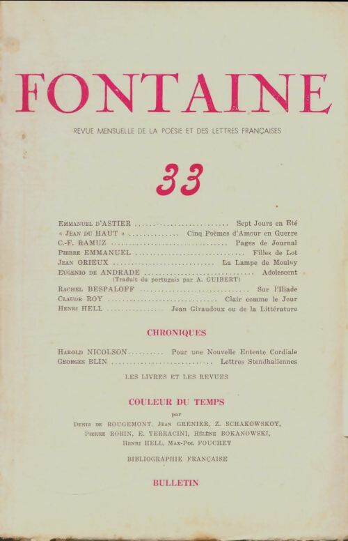 Livrenpoche : Fontaine n°33 - Collectif - Livre